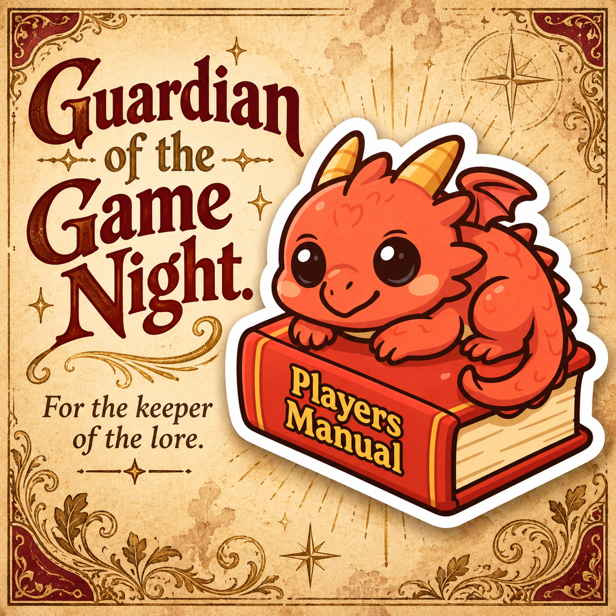 Guardian of game night dragon sticker