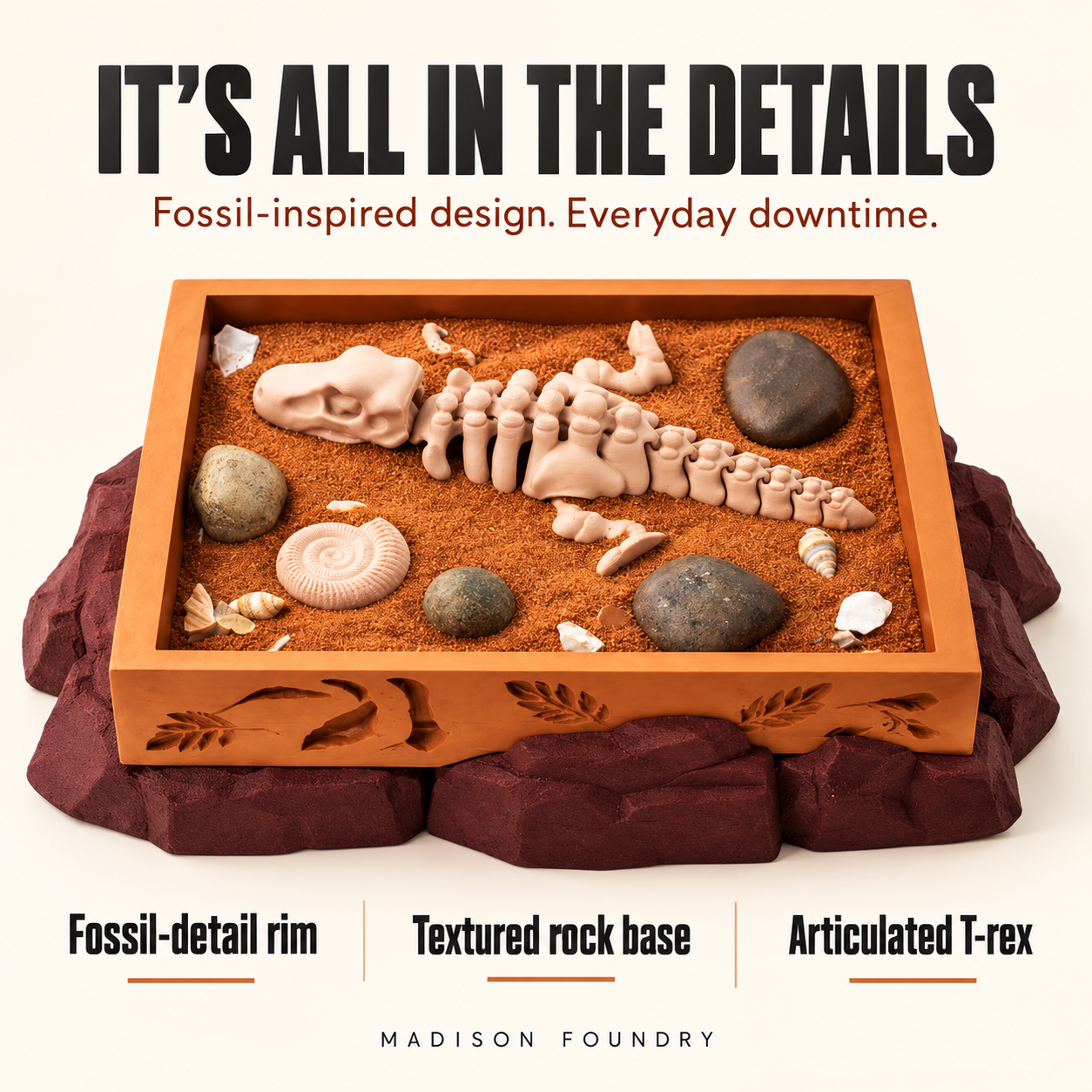 Dinosaur Fossil Zen Garden — details
