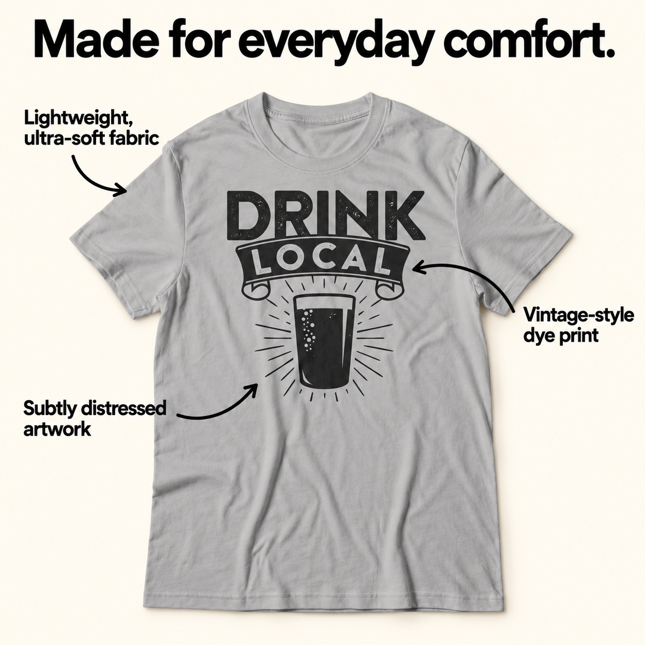 Drink Local tri-blend tee details