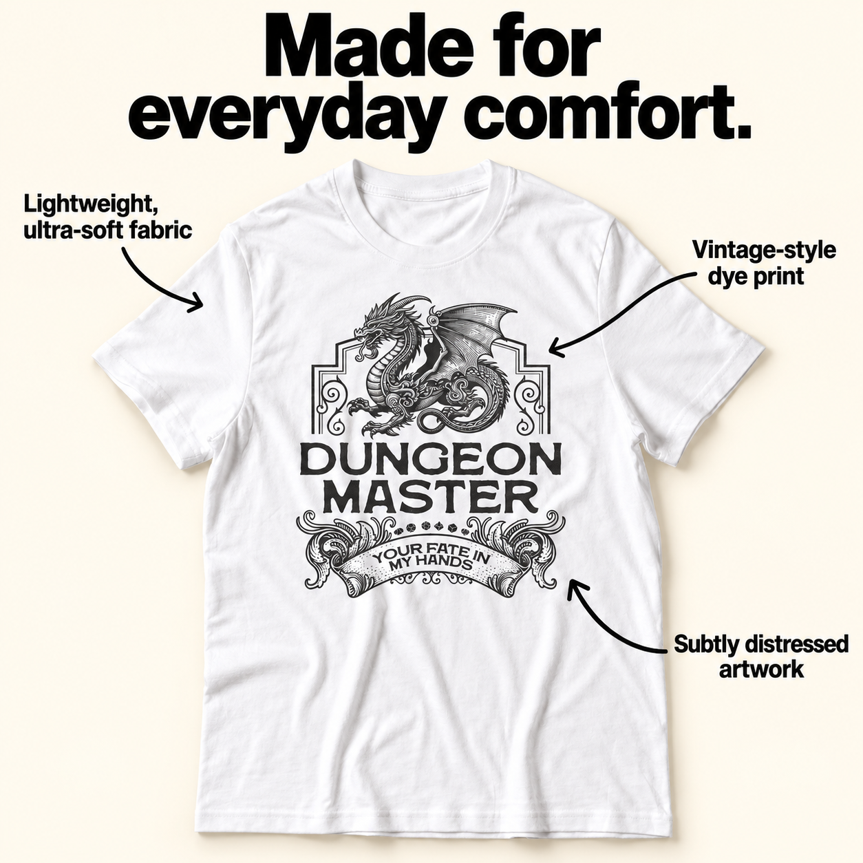 Dungeon Master tri-blend tee details