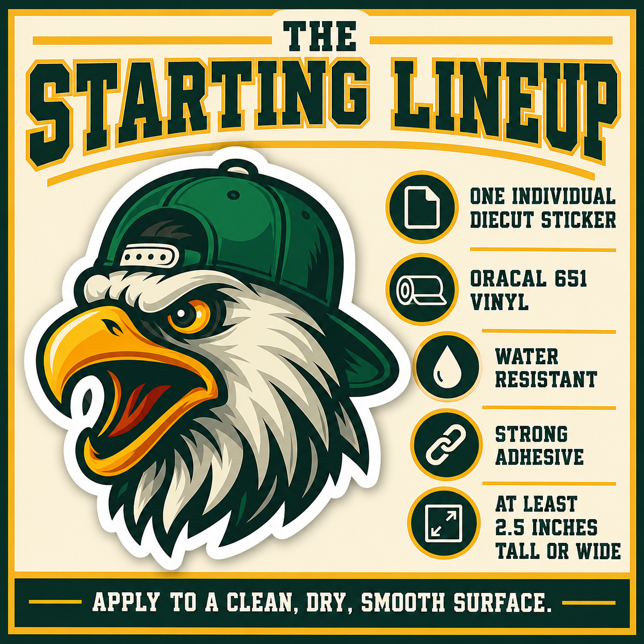Eagle sticker materials and size details