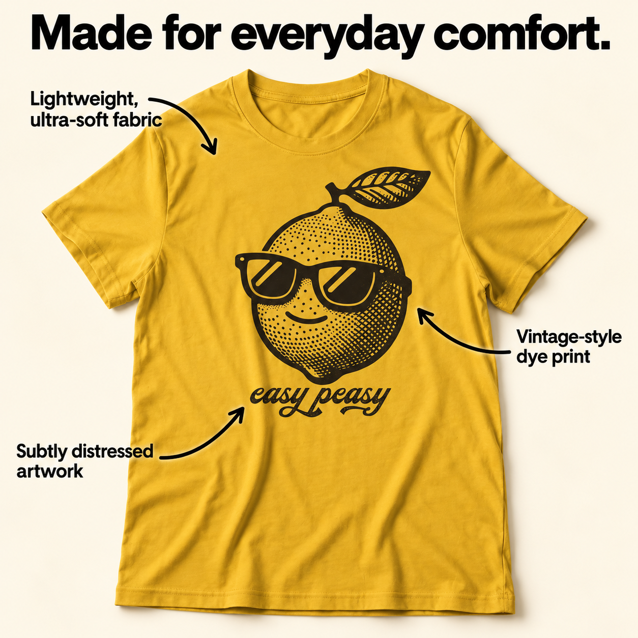 Easy Peasy tri-blend tee details