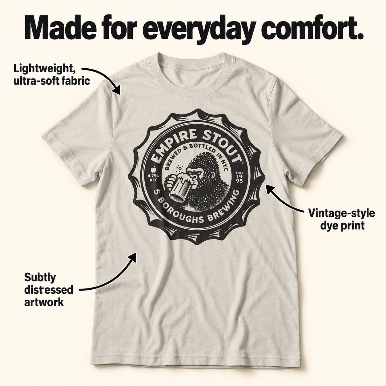 Empire Stout tri-blend tee details