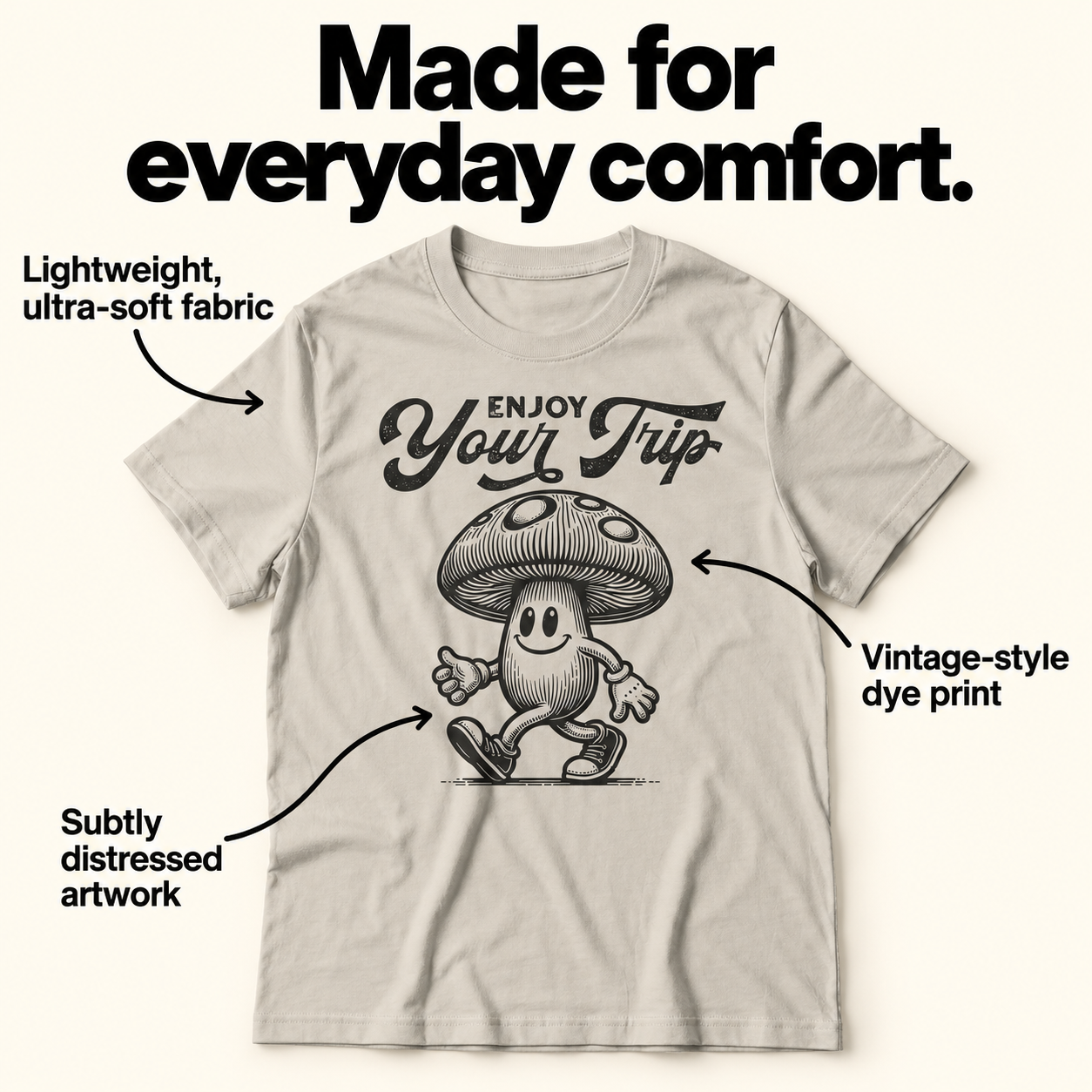 Enjoy Your Trip tri-blend tee details