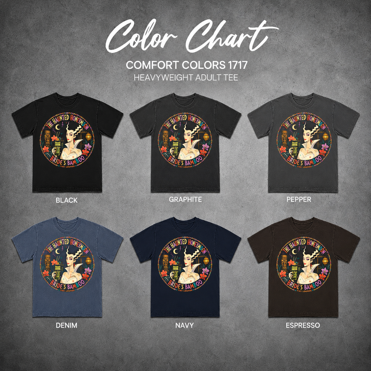 The Haunted Honeymoon Bride Tiki — color chart