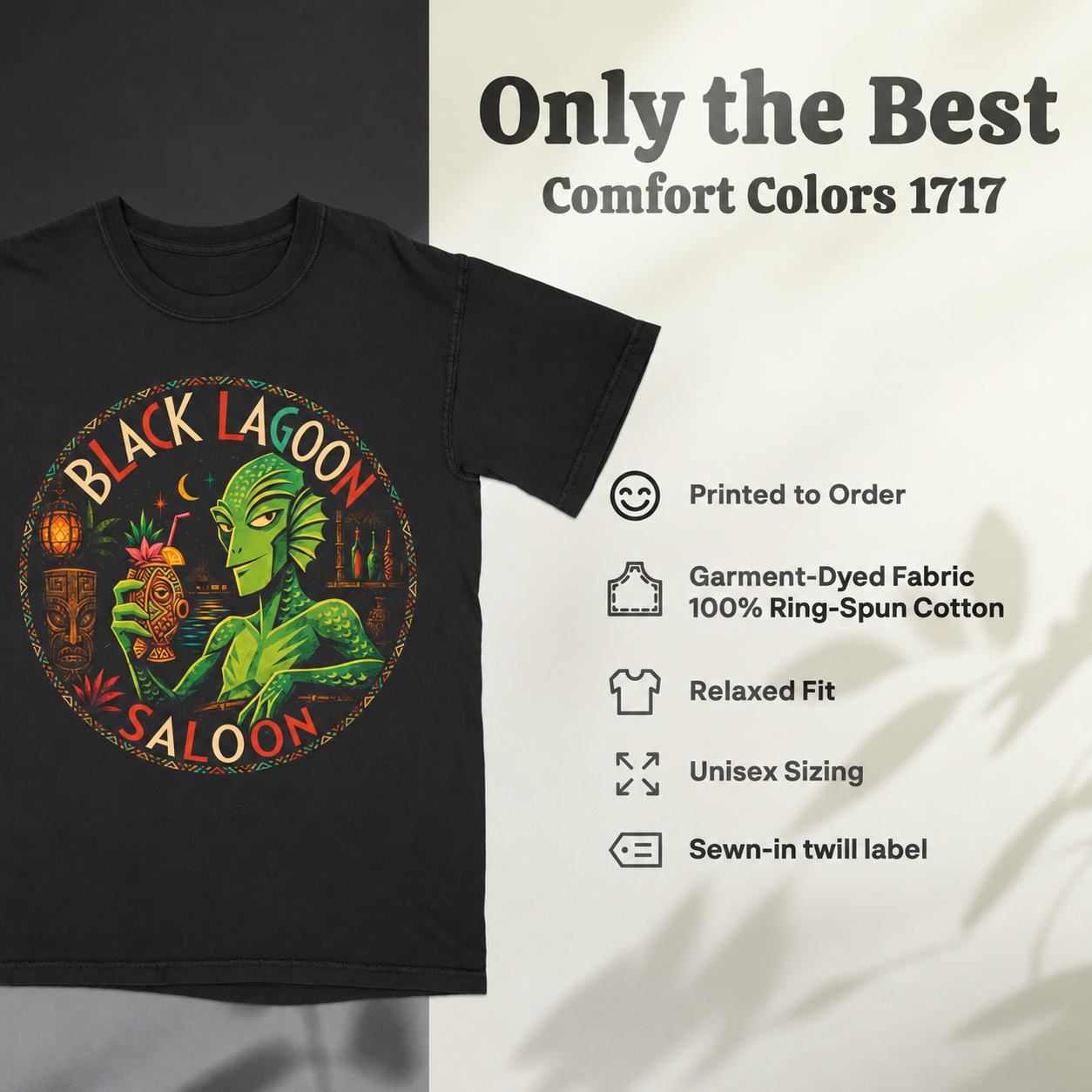 Black Lagoon Saloon Creature Tiki — shirt details