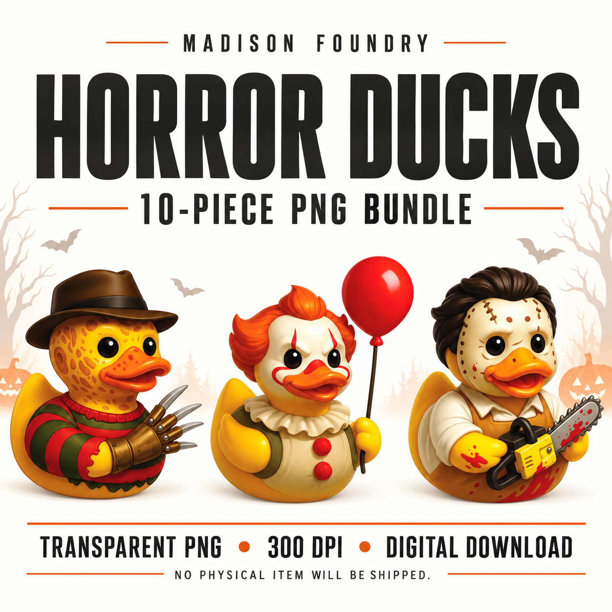 Horror Ducks 10-piece PNG bundle