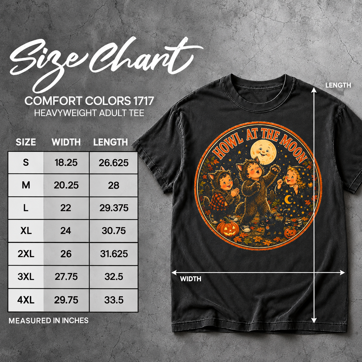 Howl at the Moon — size chart