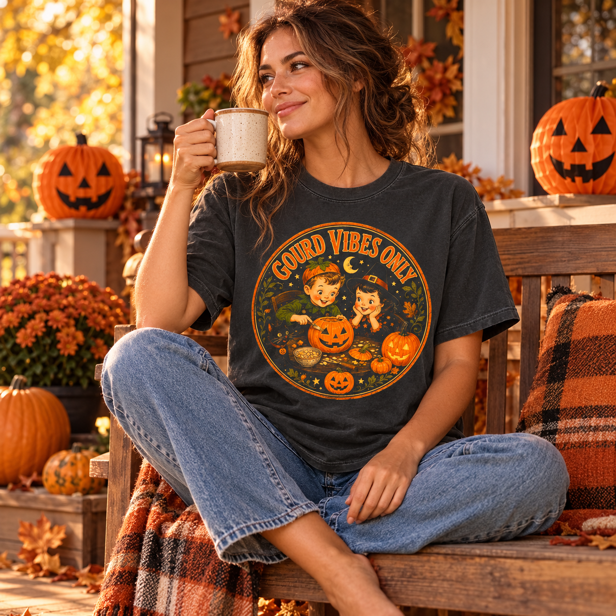 Gourd Vibes Only — vintage Halloween porch lifestyle