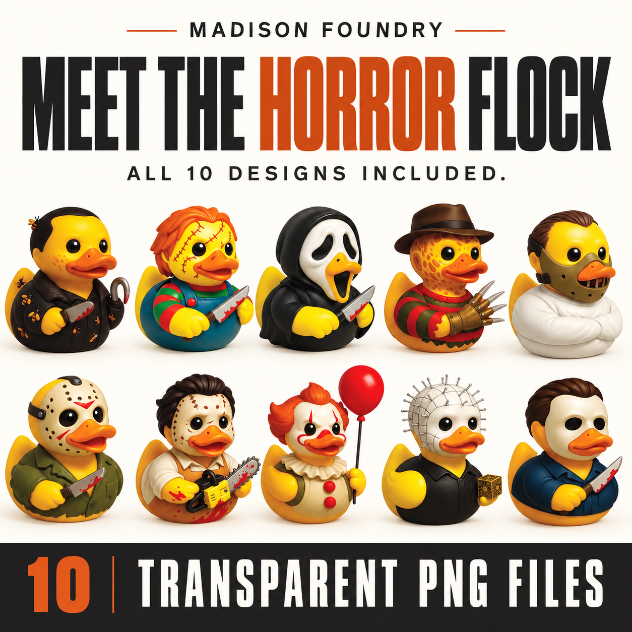 Ten horror duck designs