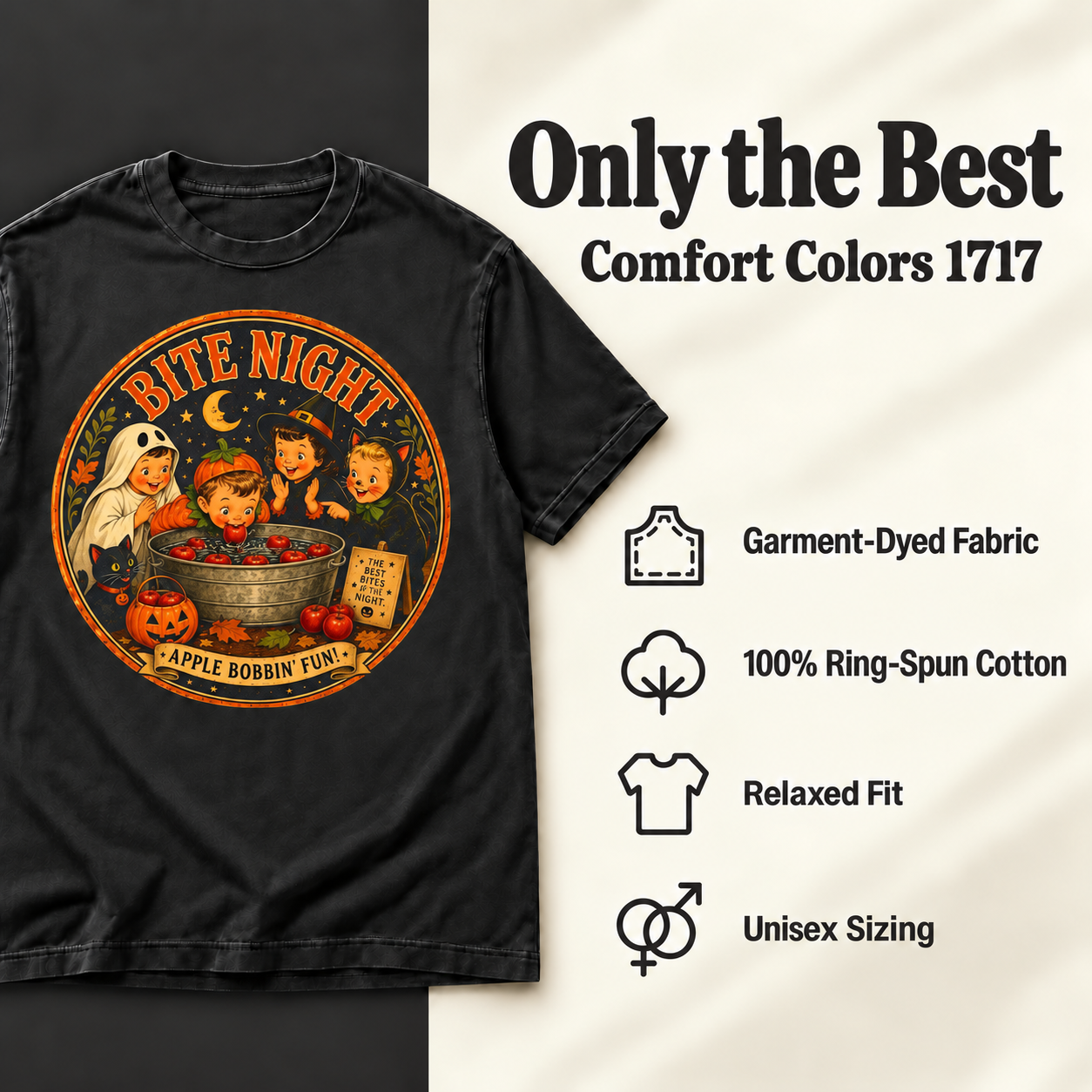 Bite Night Apple Bobbin’ Fun — shirt details