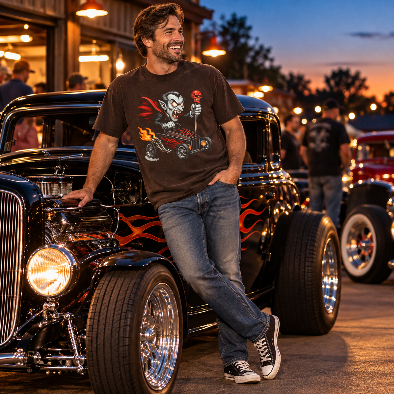 Hot Rod Dracula — dusk hot rod car meet lifestyle