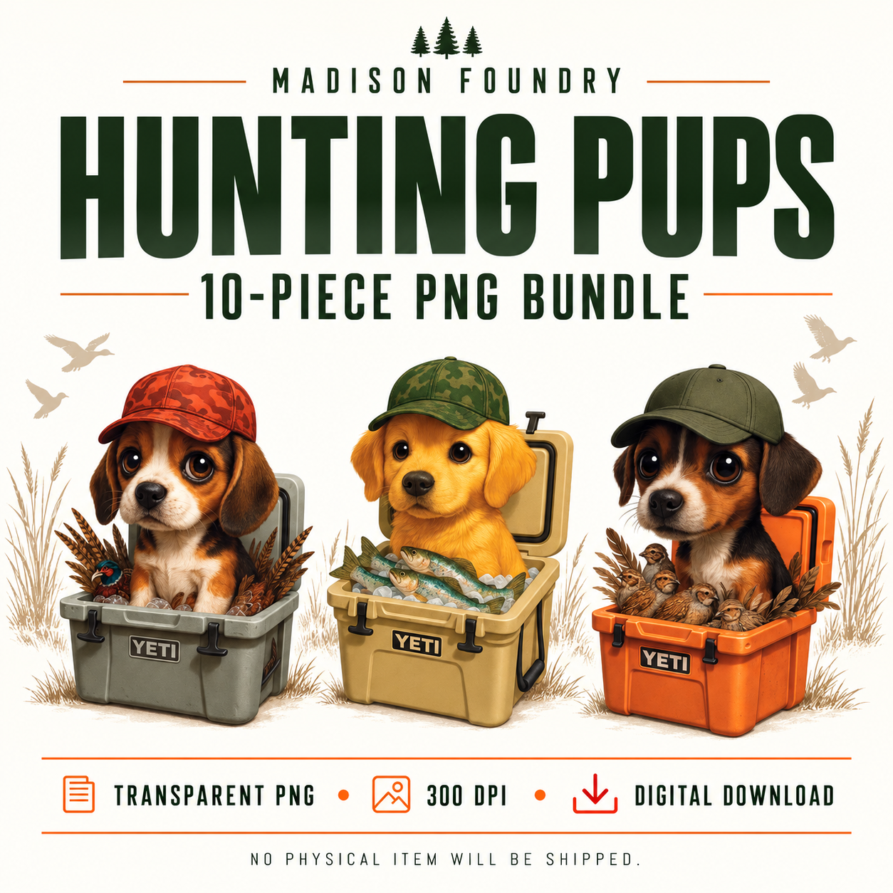 Hunting Pups 10-piece digital PNG bundle
