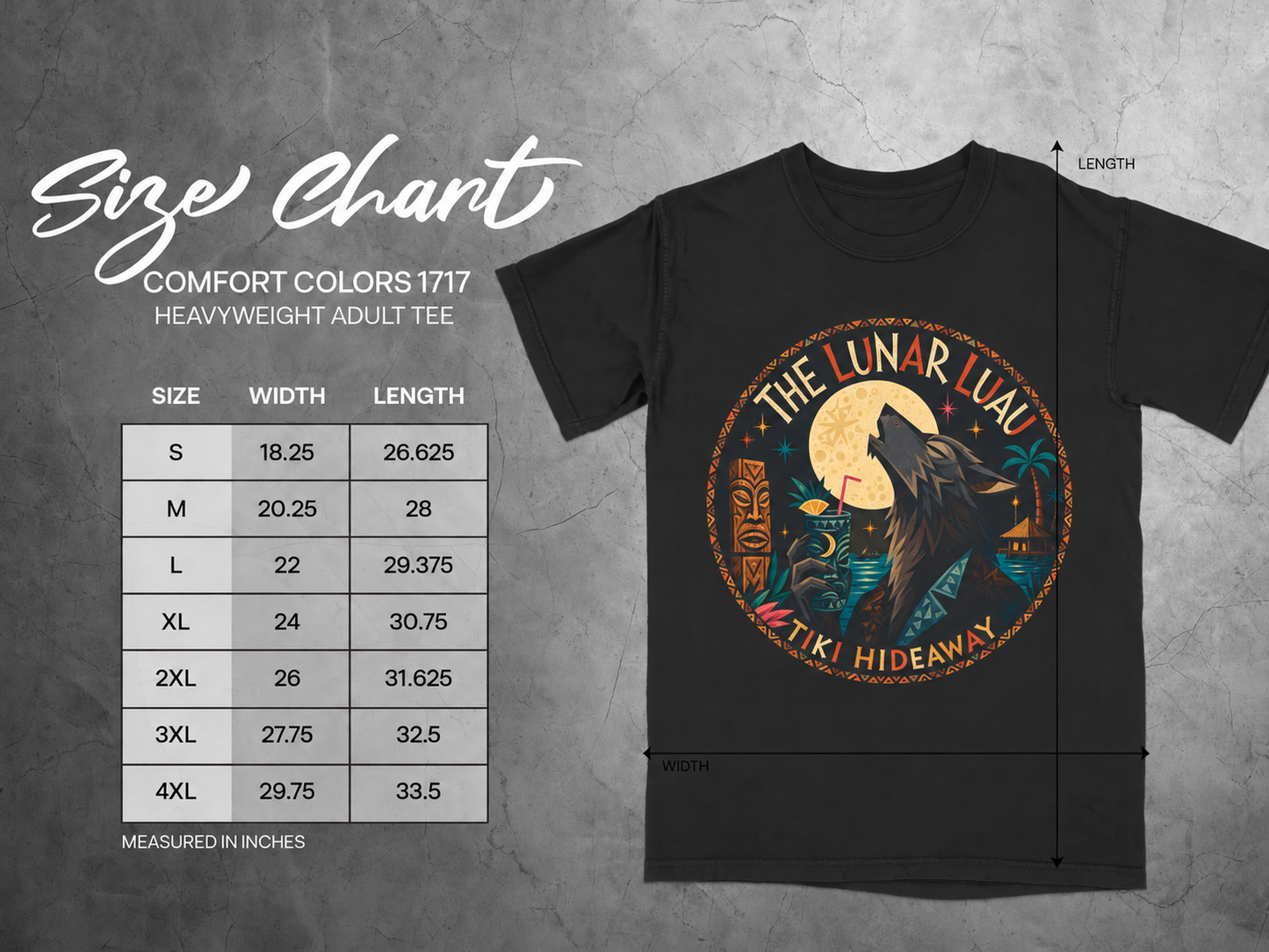 The Lunar Luau Werewolf Tiki — size