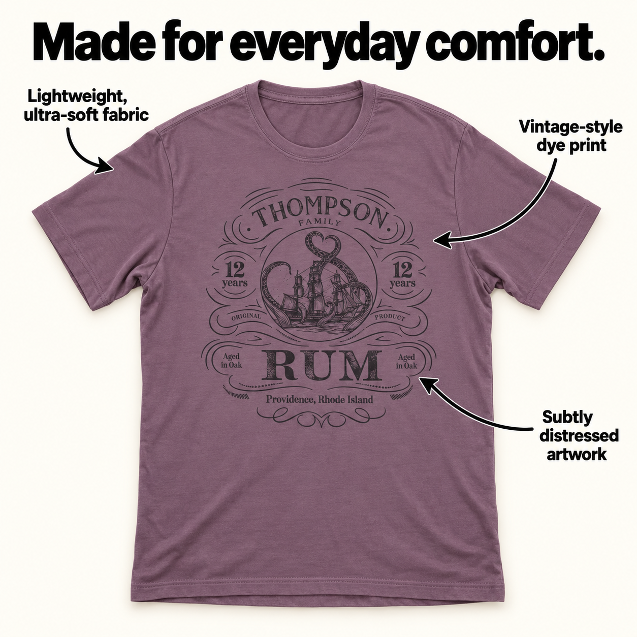 Family Rum tri-blend tee details