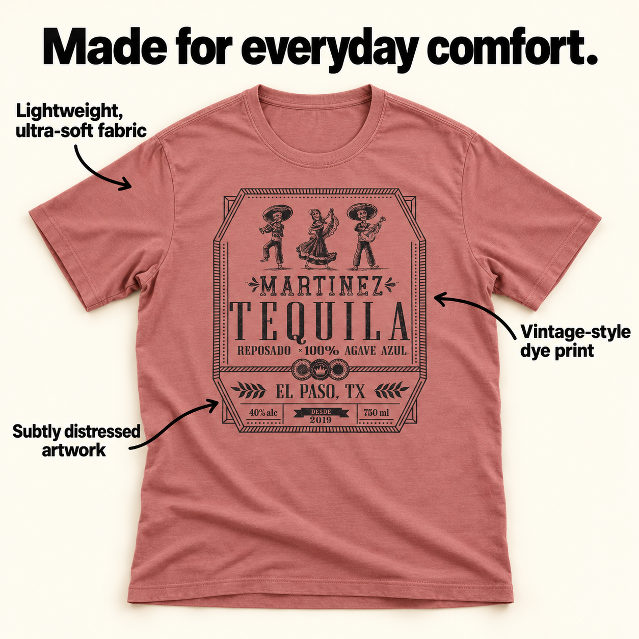 Family Tequila tri-blend tee details