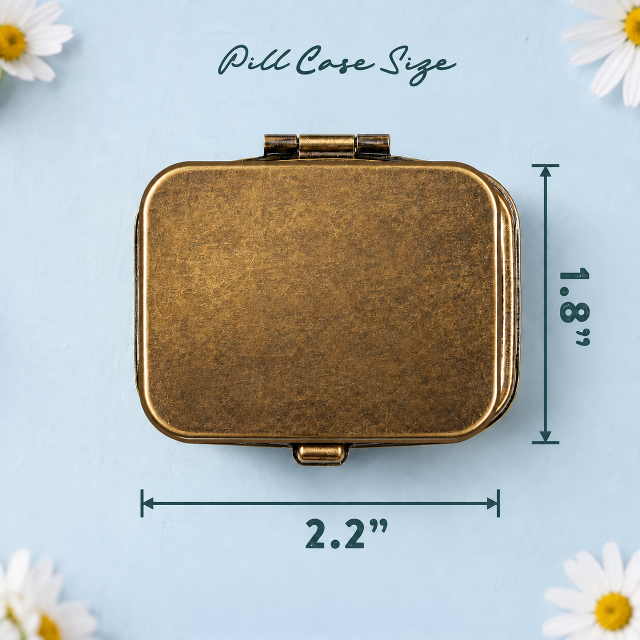 Pill box dimensions 2.2 by 1.8 inches
