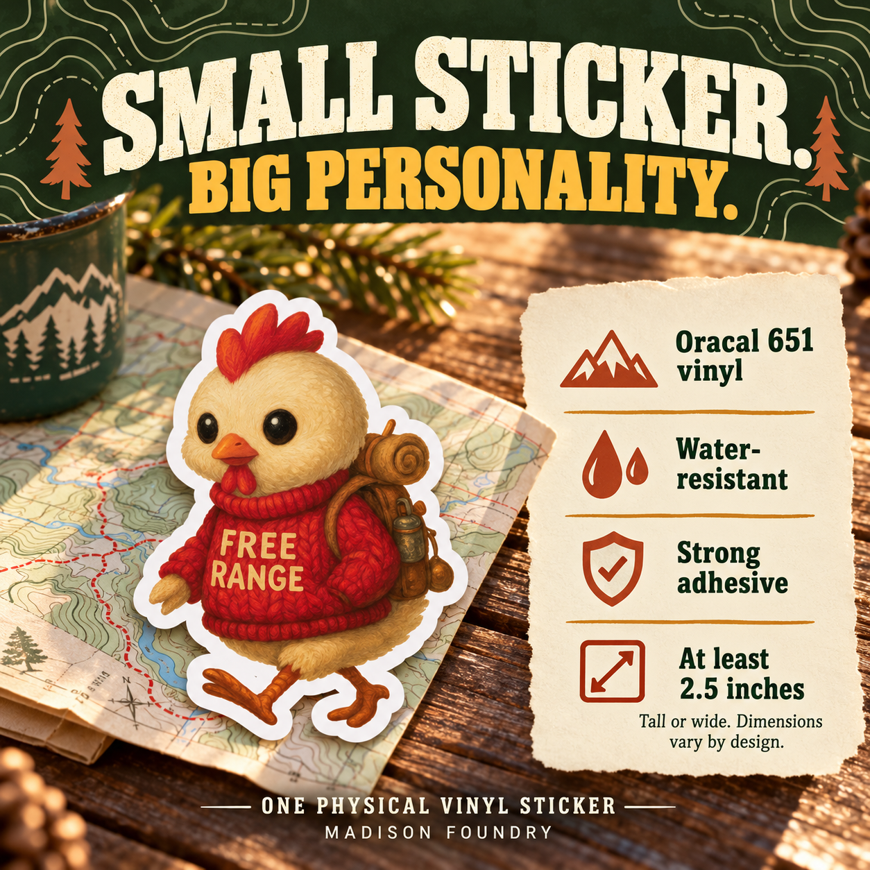 Small Sticker Big Personality — Free Range Chicken details