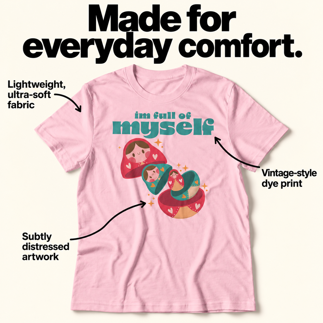 Full of Myself tri-blend tee details