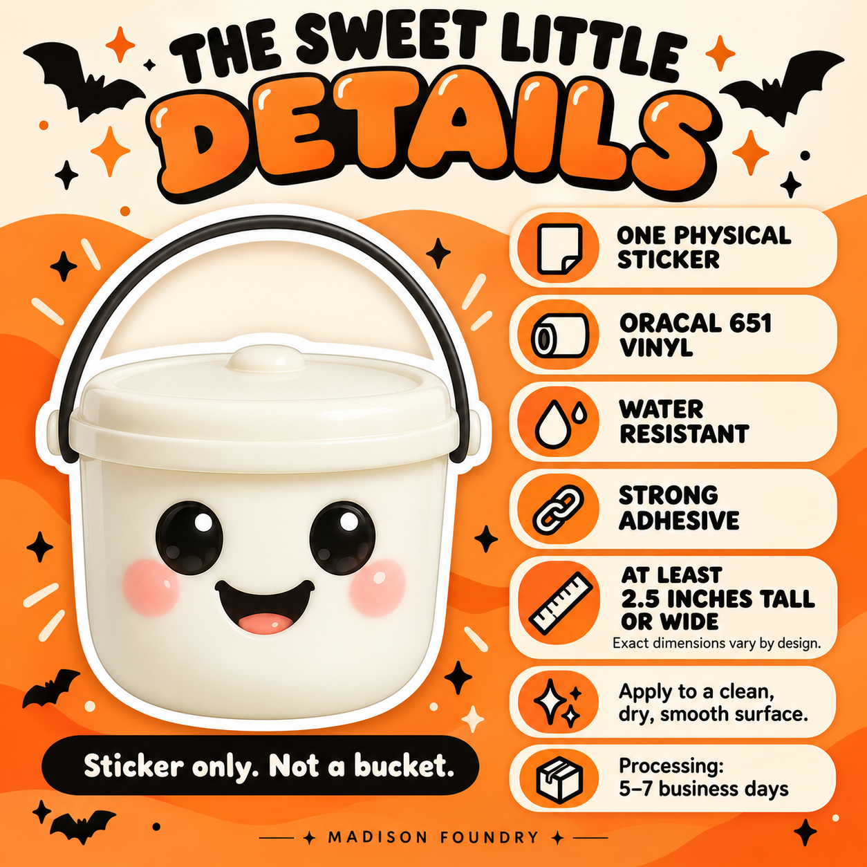 Ghost Boo Bucket vinyl sticker details listing slide