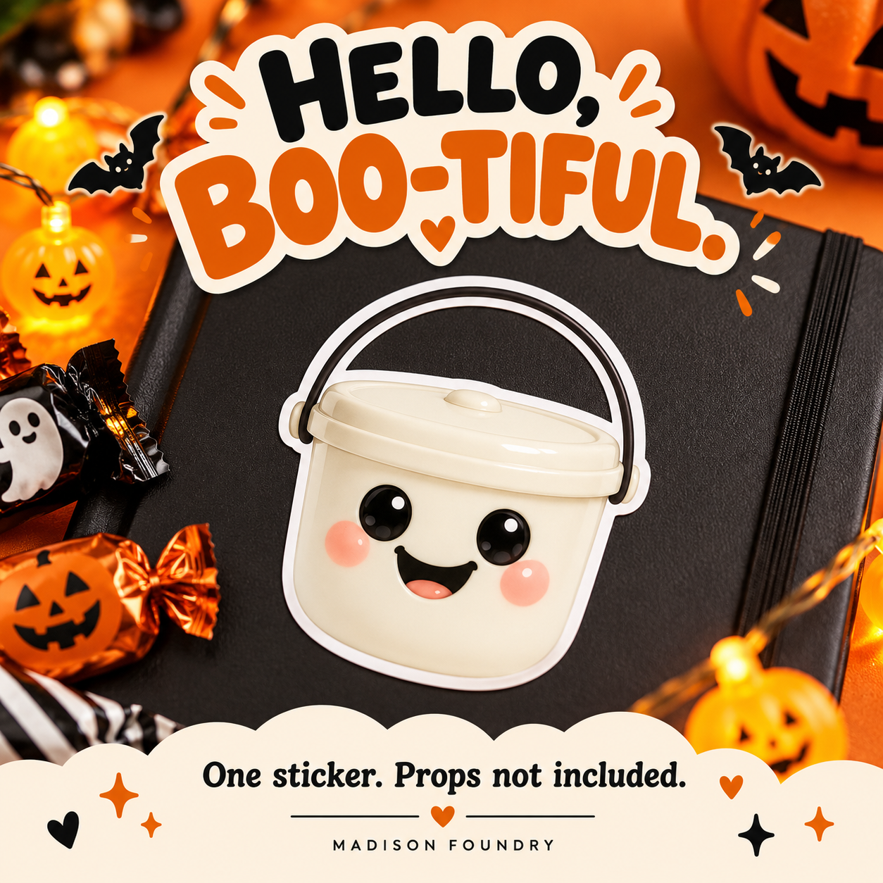 Ghost Boo Bucket vinyl sticker lifestyle listing slide