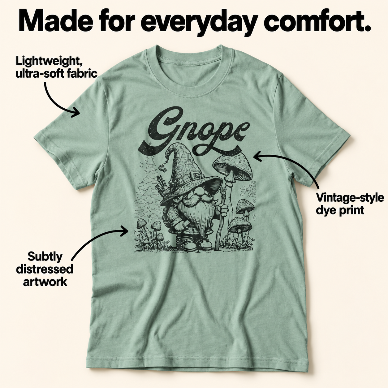 Gnope tri-blend tee details