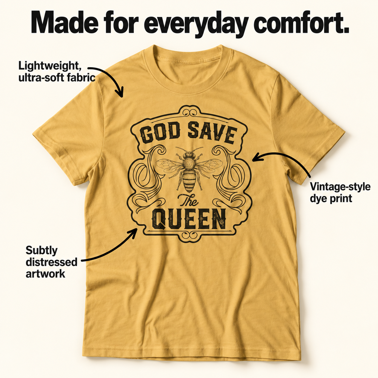 God Save The Queen tri-blend tee details