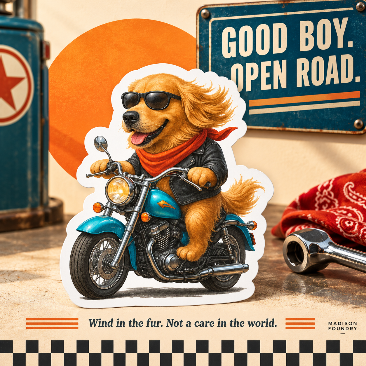 Good Boy Open Road biker sticker