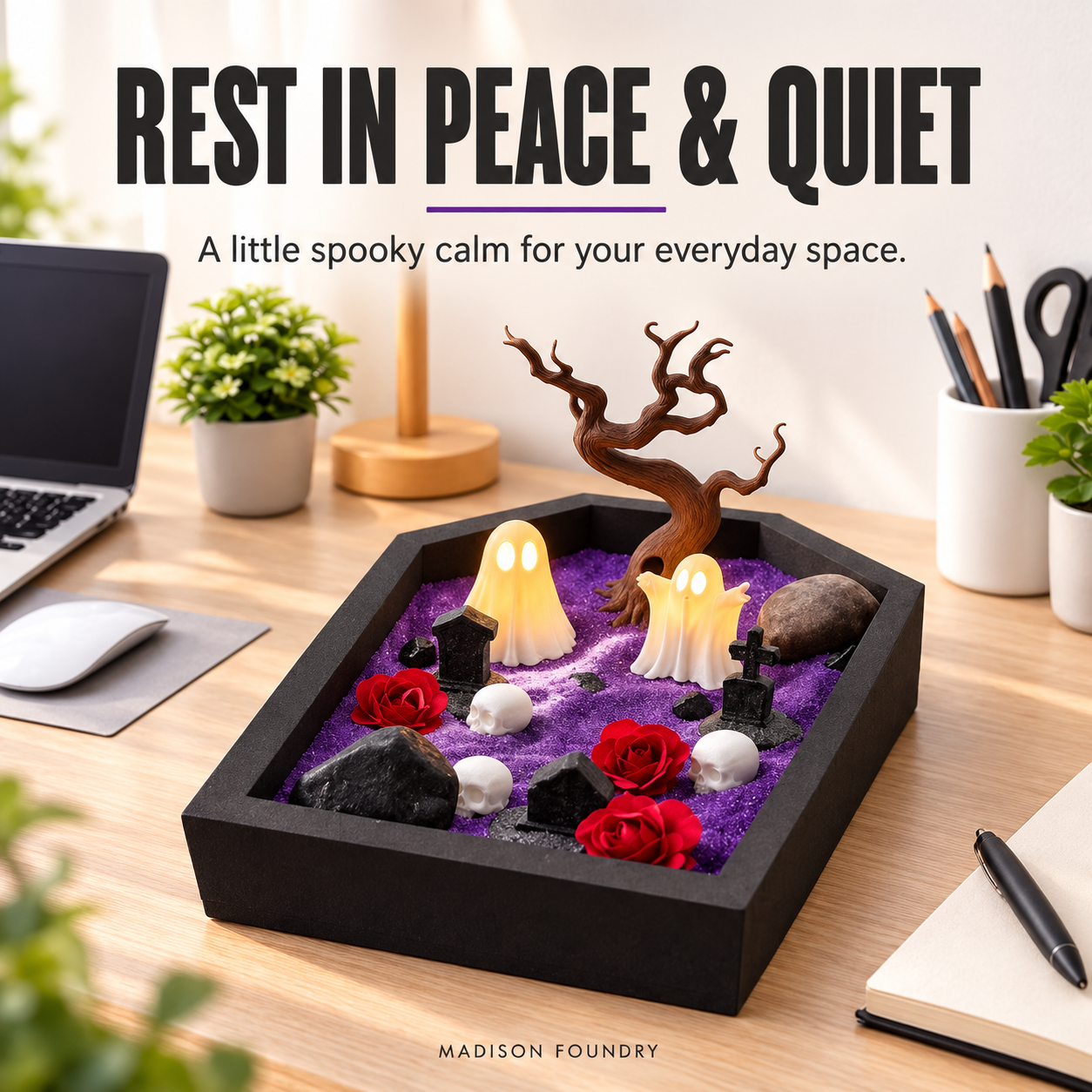 Gothic Ghost Desk Zen Garden — lifestyle