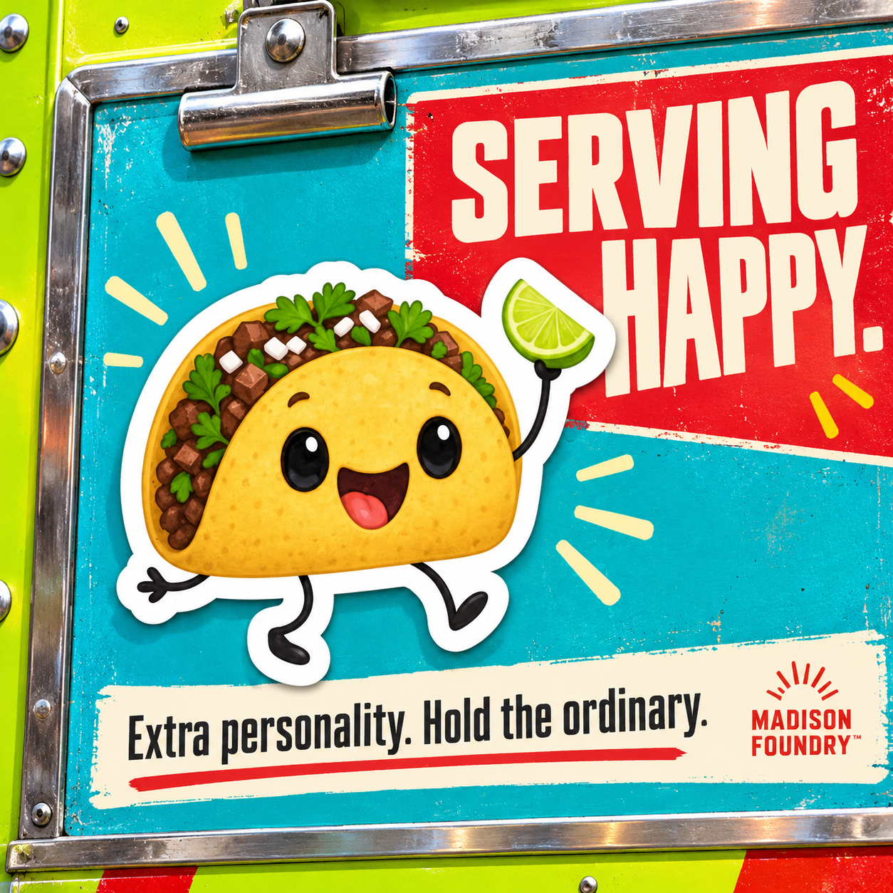 Serving Happy taco sticker