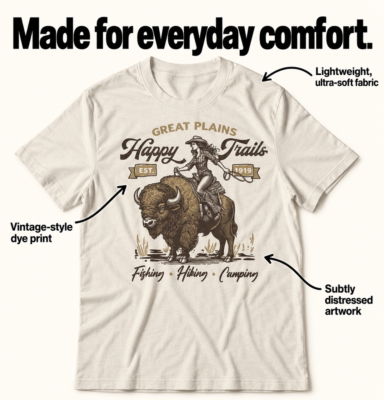 Happy Trails tri-blend tee details