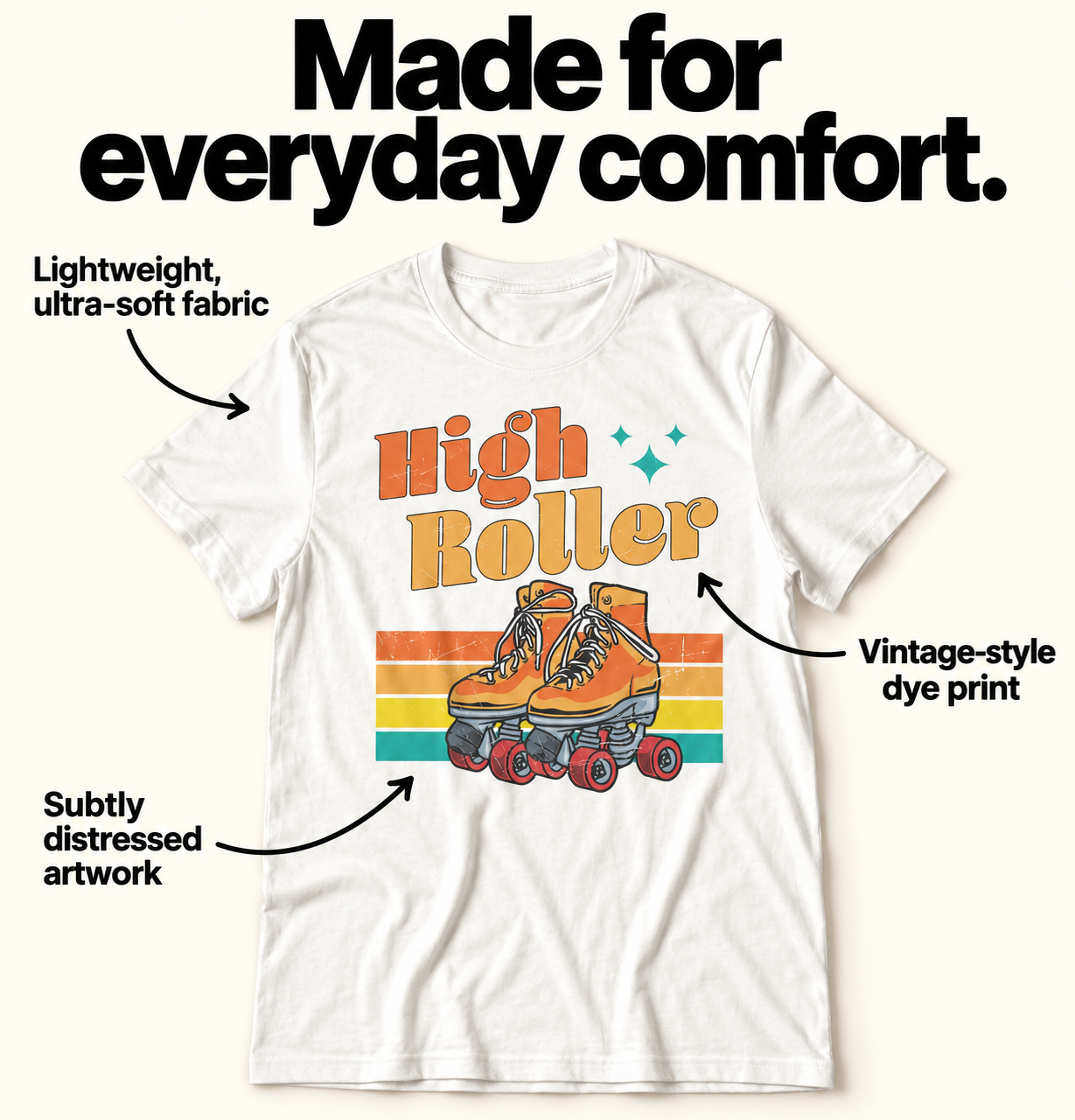 High Roller tri-blend tee details