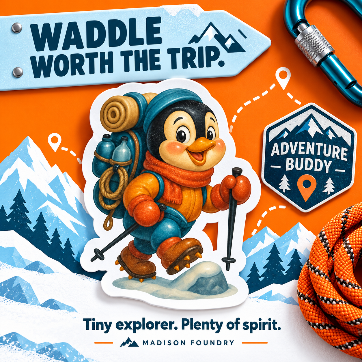 Waddle Worth the Trip penguin sticker