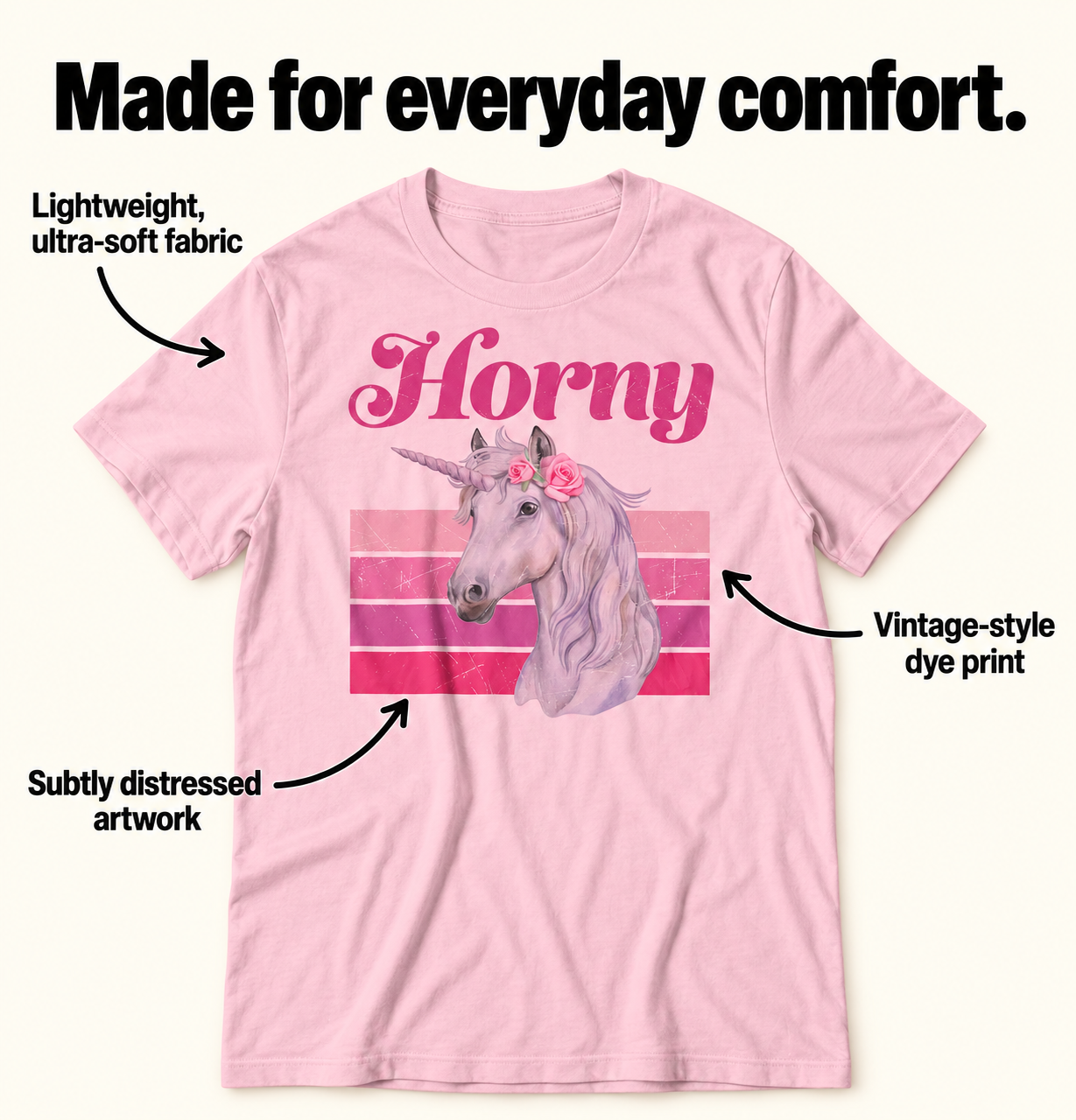 Horny tri-blend tee details
