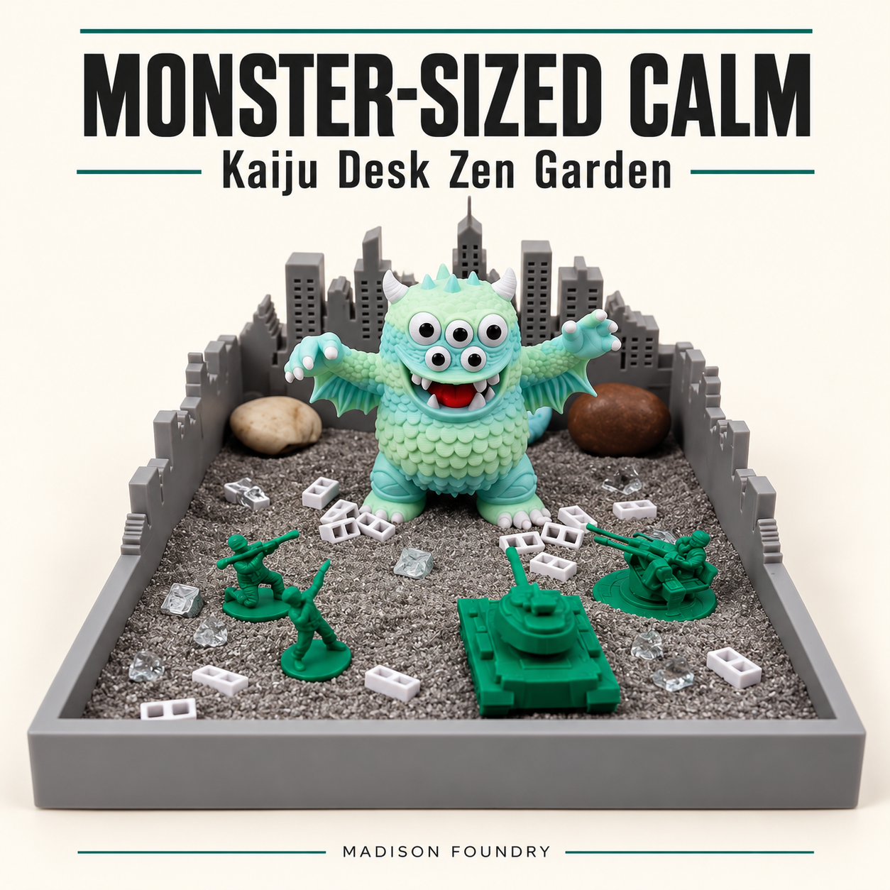 Kaiju Desk Zen Garden — hero