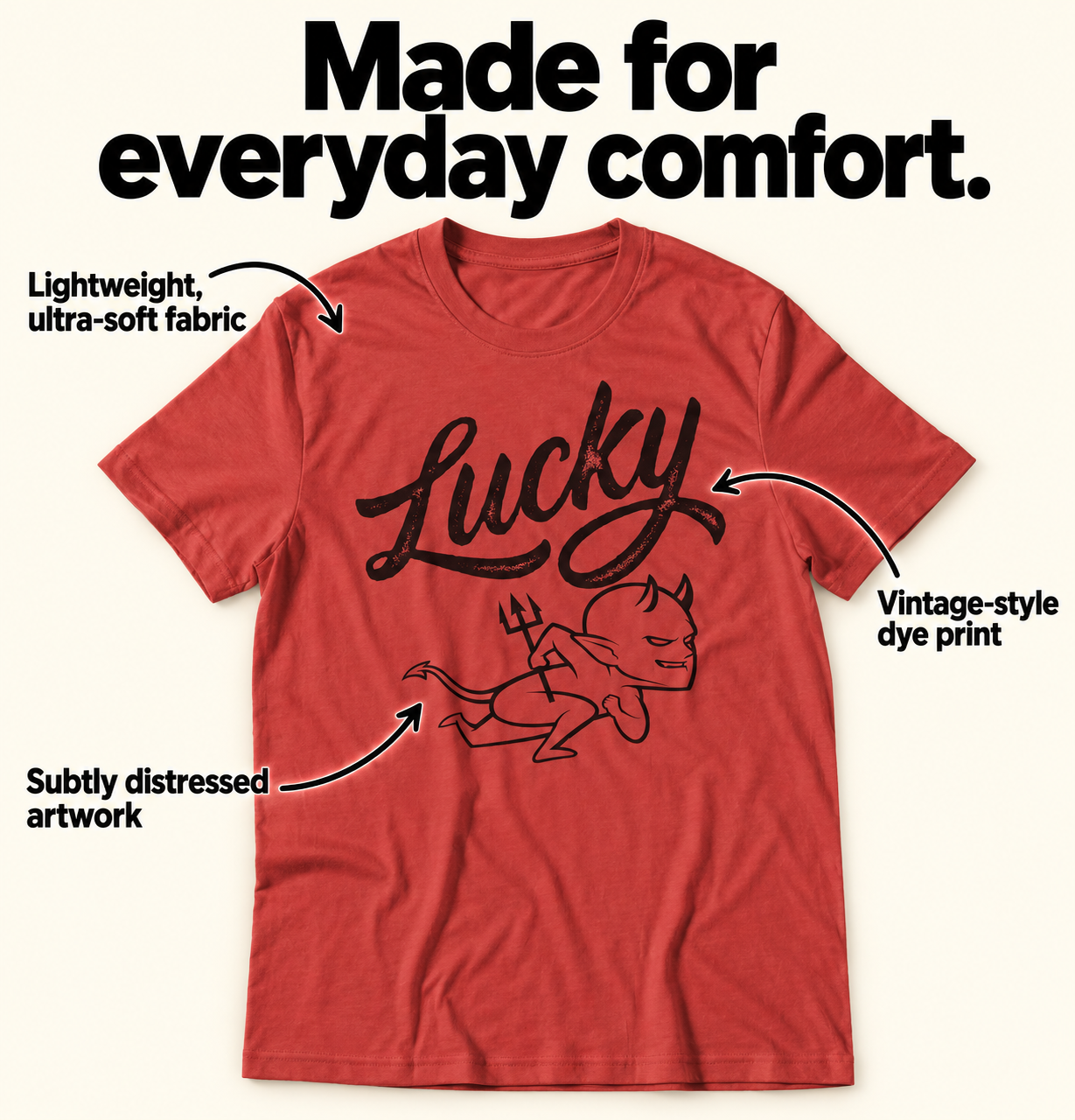 Lucky Devil tri-blend tee details