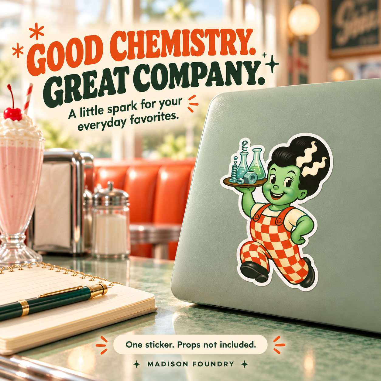 Bride Monster Diner vinyl sticker — lifestyle