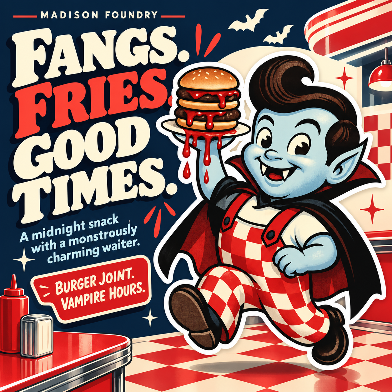 Dracula Monster Diner vinyl sticker — personality