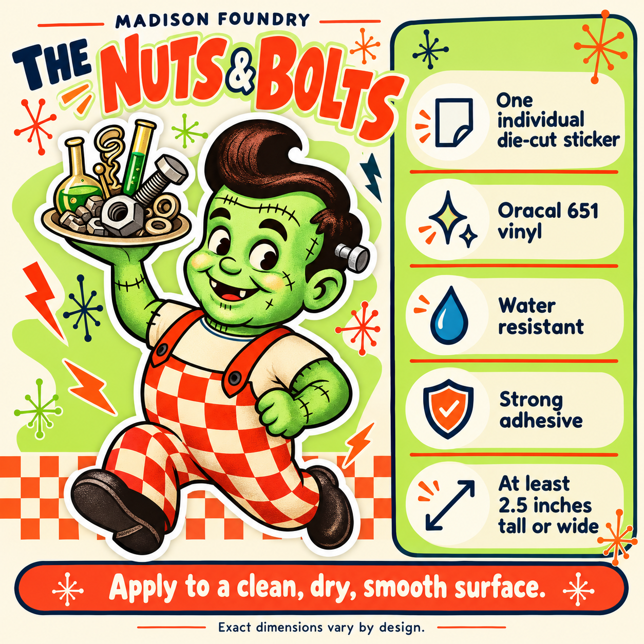 Frankenstein Monster Diner vinyl sticker — details