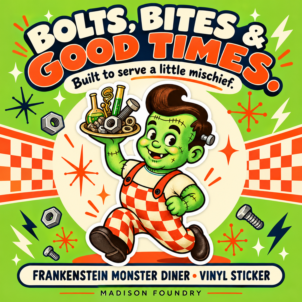 Frankenstein Monster Diner vinyl sticker — hero