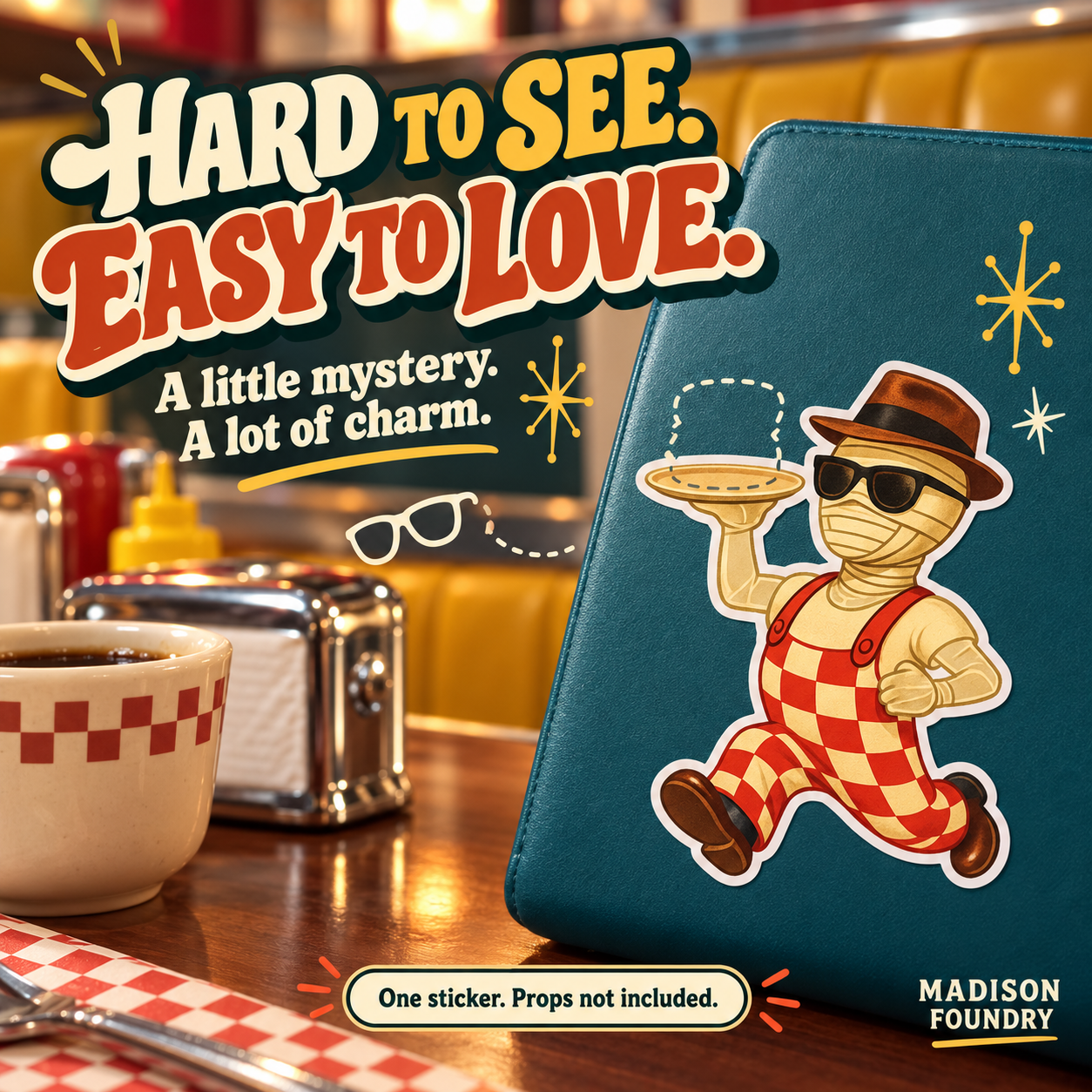 Invisible Man Monster Diner vinyl sticker — lifestyle