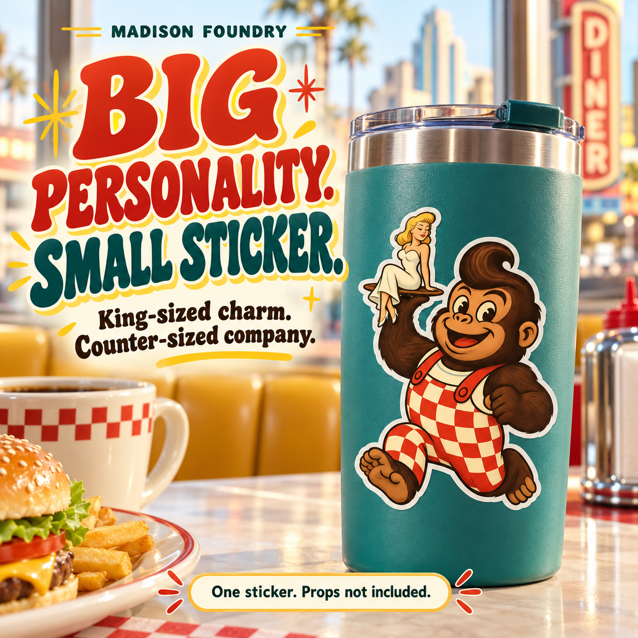 King Kong Monster Diner vinyl sticker — lifestyle