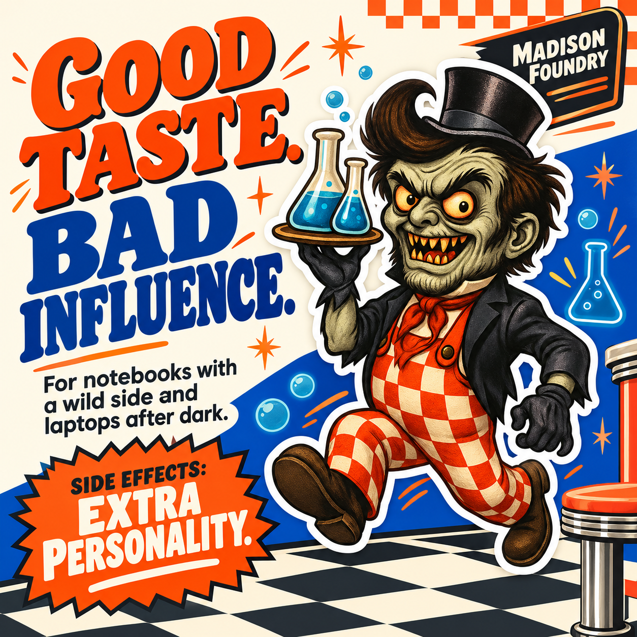 Mr Hyde Monster Diner vinyl sticker — personality