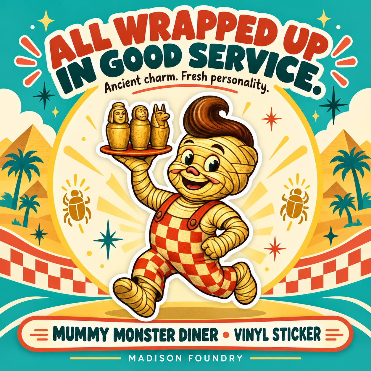 Mummy Monster Diner vinyl sticker — hero