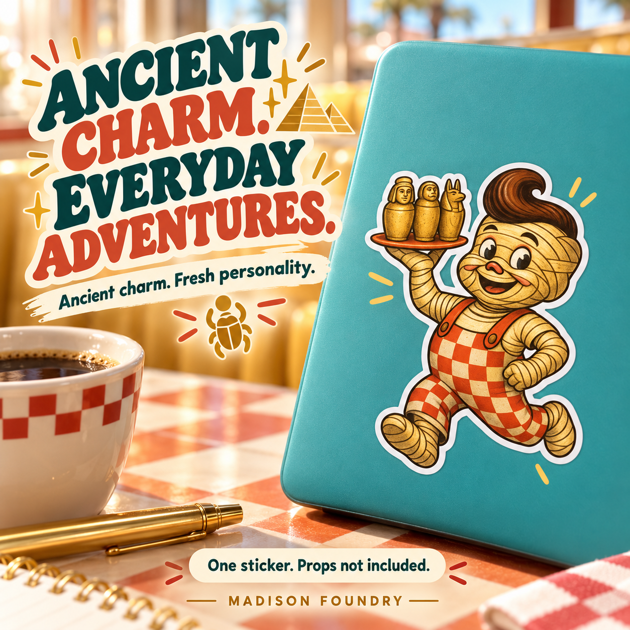 Mummy Monster Diner vinyl sticker — lifestyle