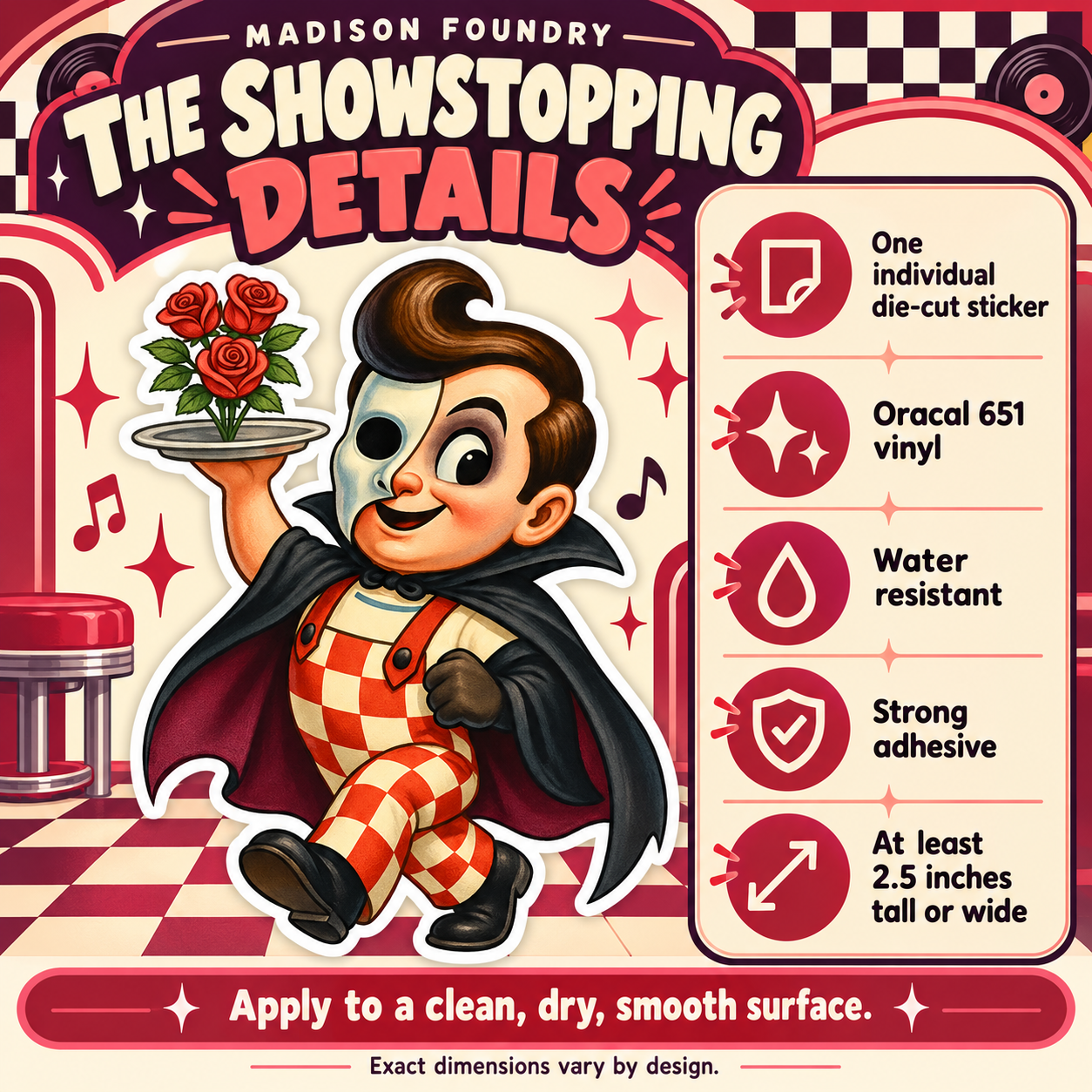 Phantom Monster Diner vinyl sticker — details