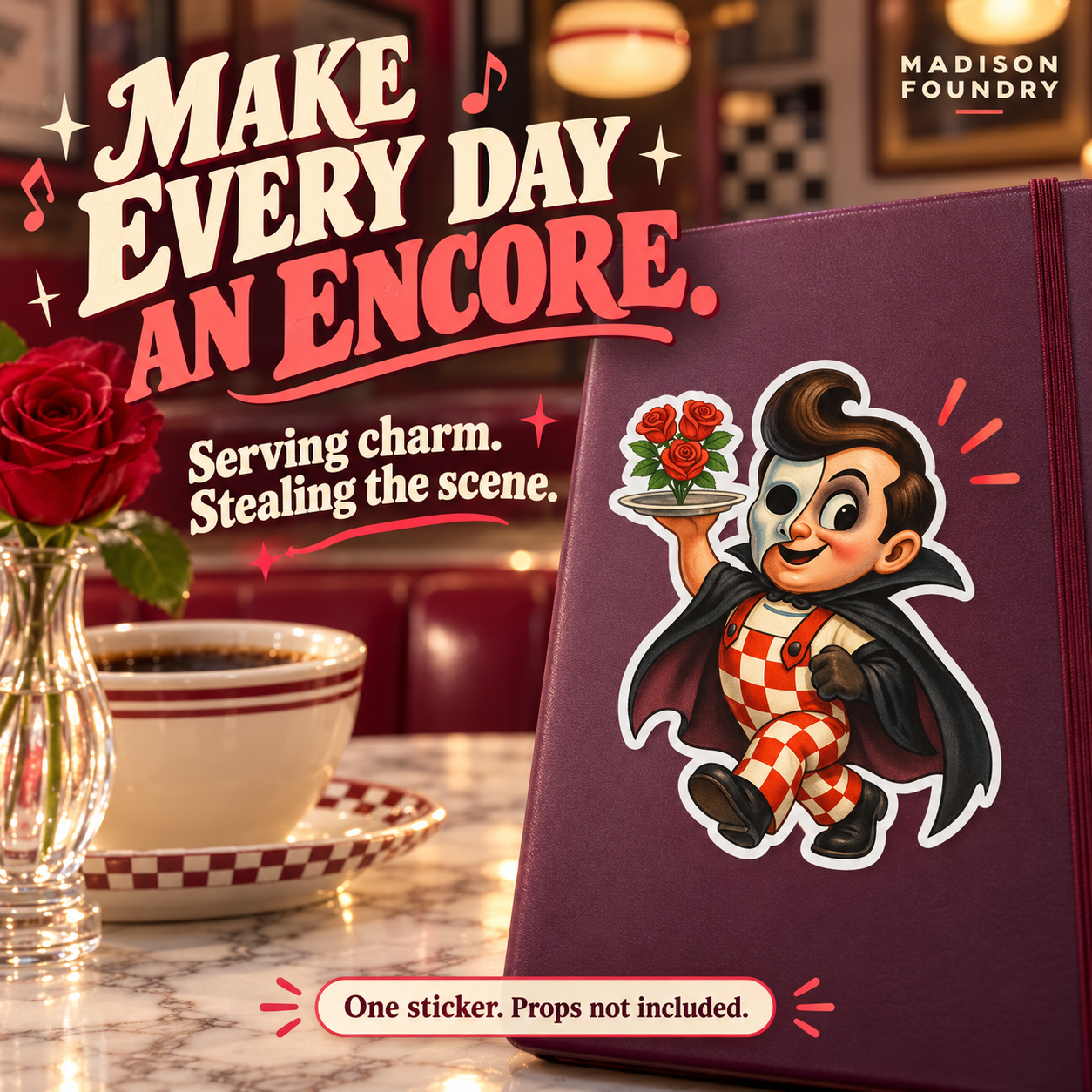Phantom Monster Diner vinyl sticker — lifestyle