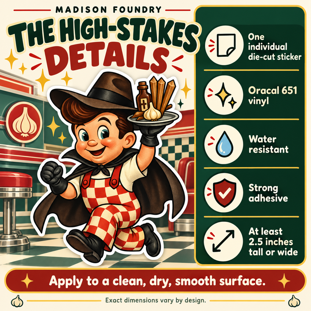 Van Helsing Monster Diner vinyl sticker — details