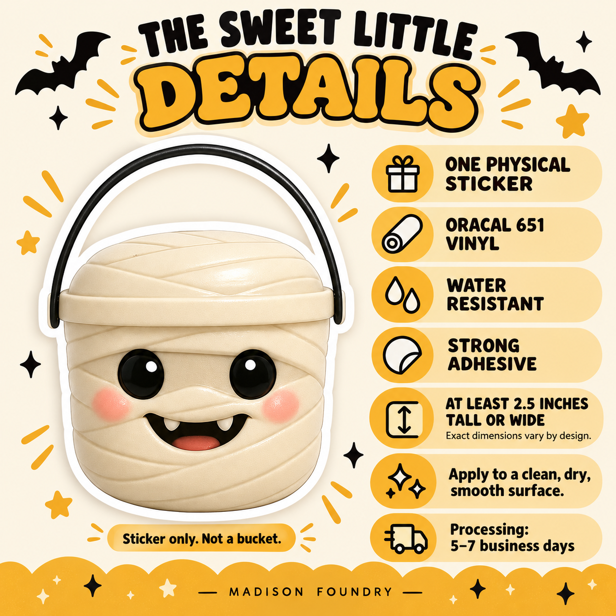 Mummy Boo Bucket vinyl sticker details listing slide