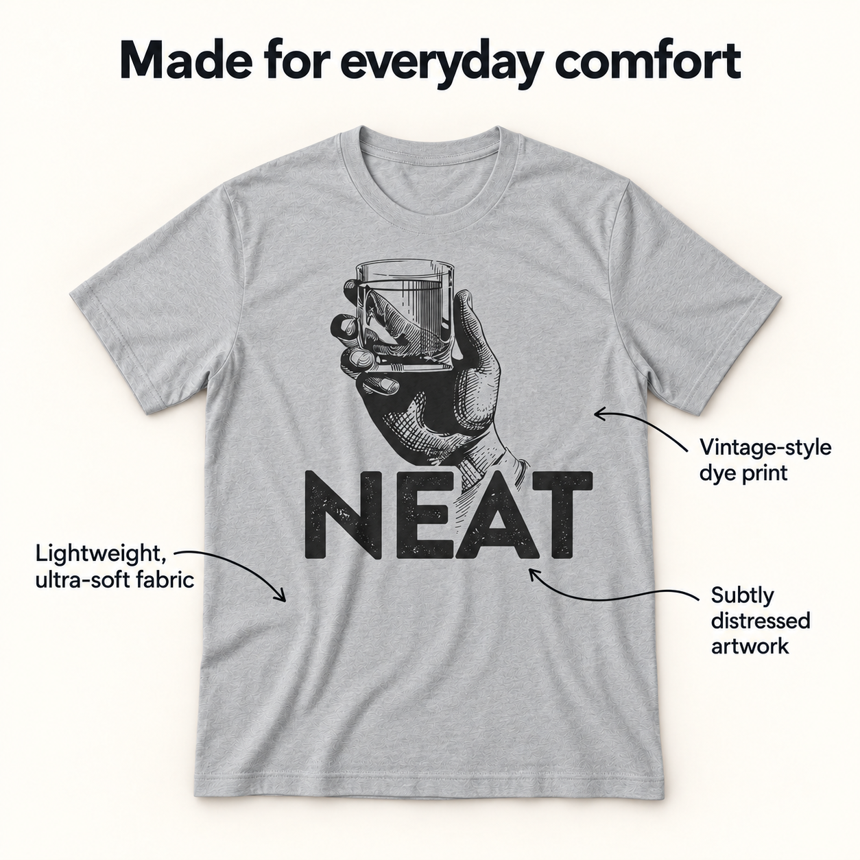 Neat tri-blend tee details